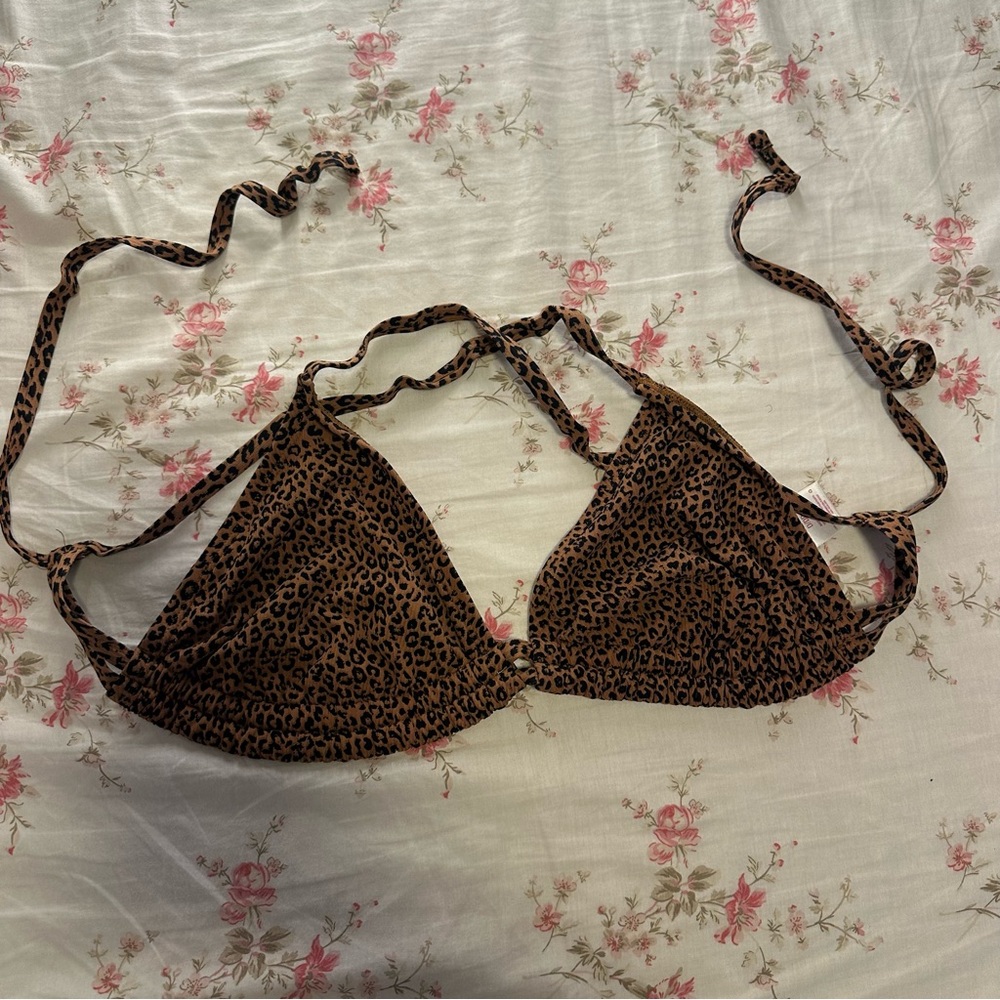 Xhilaration Brown Leopard Print Bikini Top